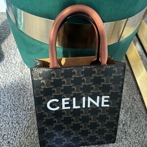 Celine Black and Brown Mini Tote Bag